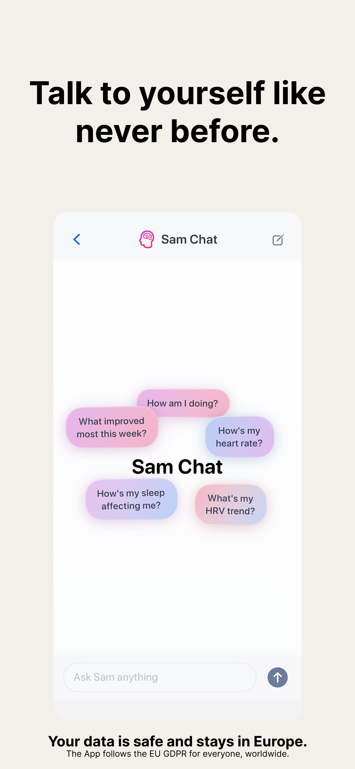 Ask Sam anything about your health data.