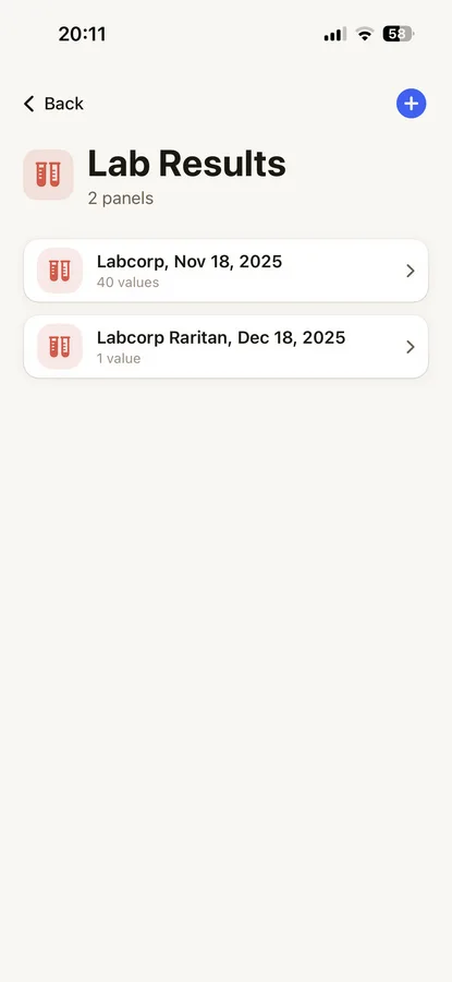 Sam Laborwerte screen