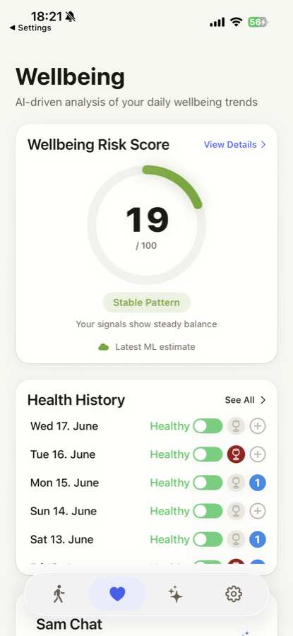 Sam App: Gesundheitsdaten im Überblick bei Long COVID