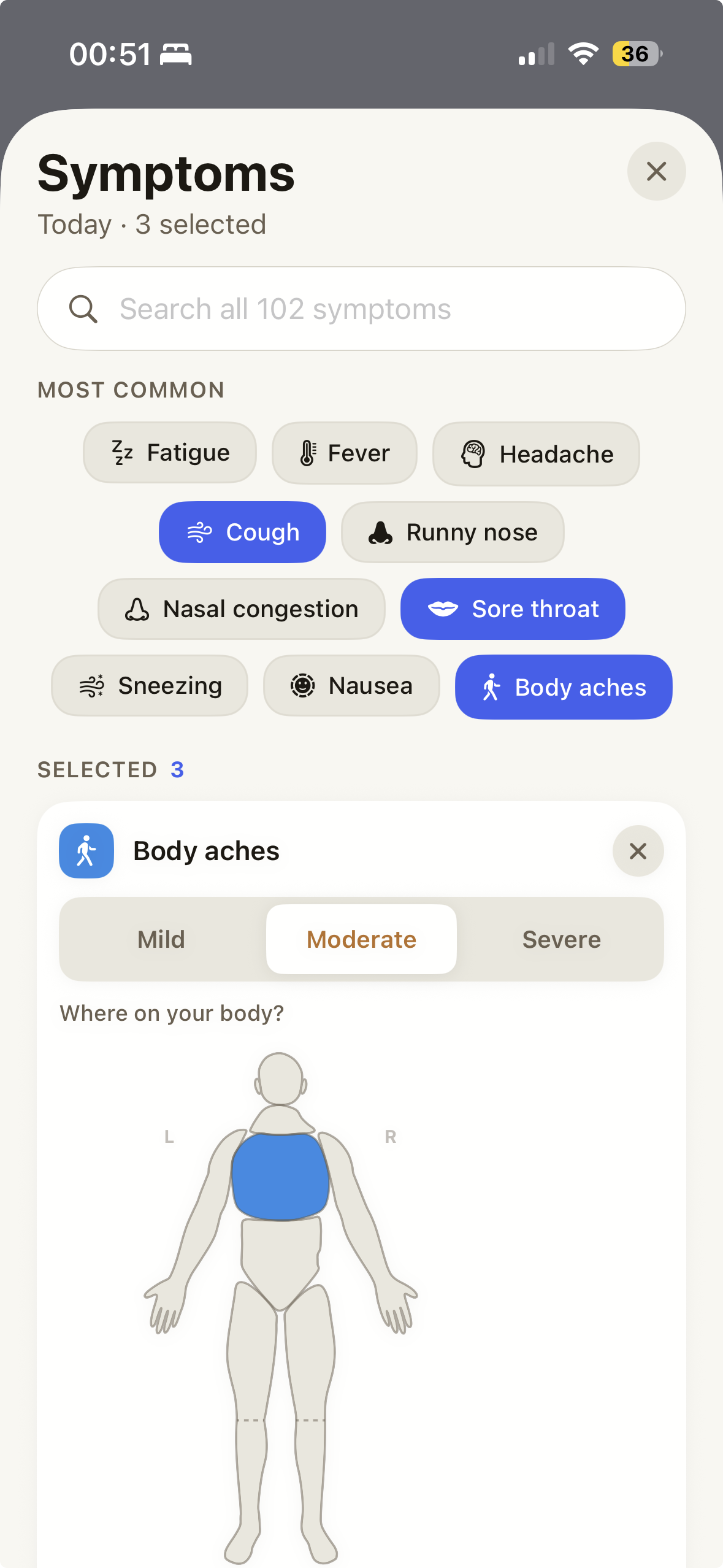 Symptom diary
